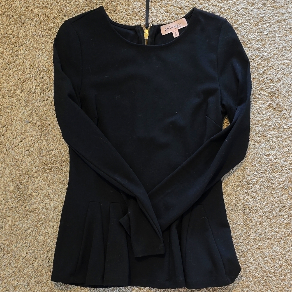 Philosophy Black Long Sleeve Top